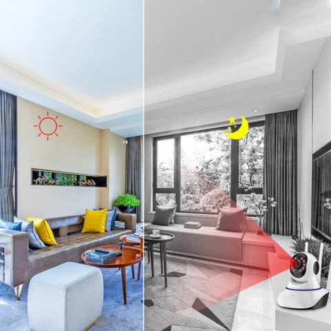 
Vidinė stebėjimo kamera su judesio aptikimu, „Wi-Fi“ sukimosi funkcija
