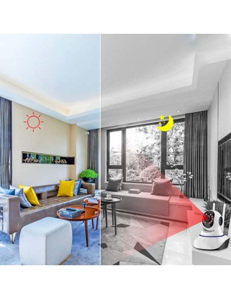 
Vidinė stebėjimo kamera su judesio aptikimu, „Wi-Fi“ sukimosi funkcija
