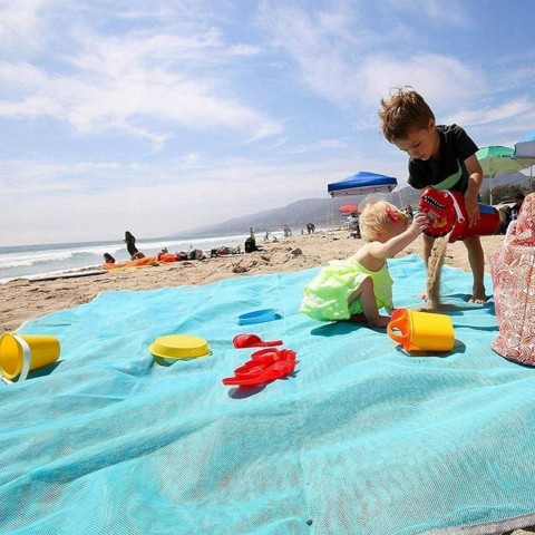 
Besmėlio tinklinis paplūdimio kilimėlis, 200 x 200 cm - mėlynas
