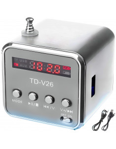 
Belaidis radijo garsiakalbis su „Bluetooth“ ir FM, AUX, LCD
