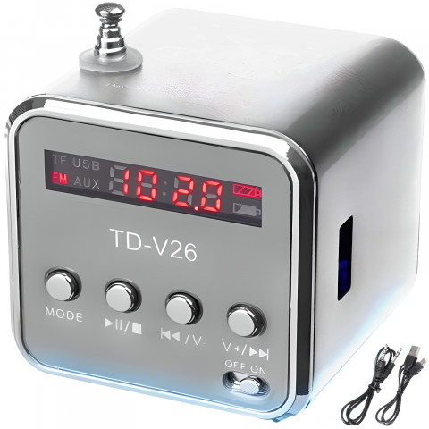 
Belaidis radijo garsiakalbis su „Bluetooth“ ir FM, AUX, LCD
