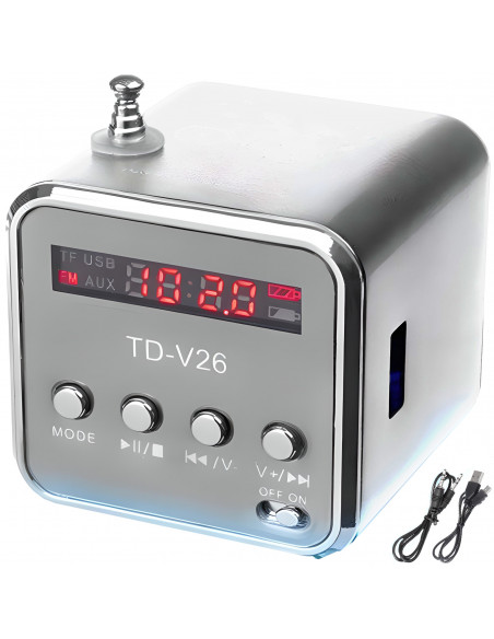 
Belaidis radijo garsiakalbis su „Bluetooth“ ir FM, AUX, LCD
