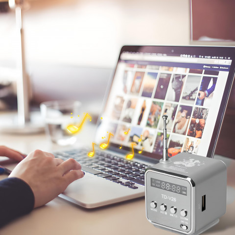 
Belaidis radijo garsiakalbis su „Bluetooth“ ir FM, AUX, LCD
