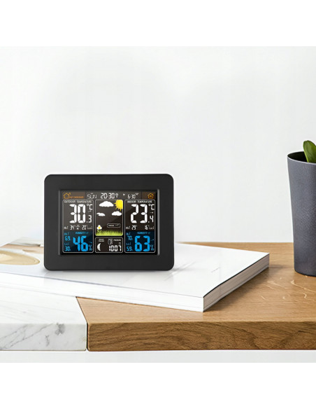 
Belaidė meteorologinė stotelė su termometru, higrometru, barometru, duomenų perdavimo funkcija, signalizacija, LCD ekra...