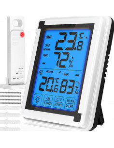 
Belaidė jutiklinio ekrano meteorologinė stotelė, termometras, higrometras, lauko jutiklis, LCD ekranas
