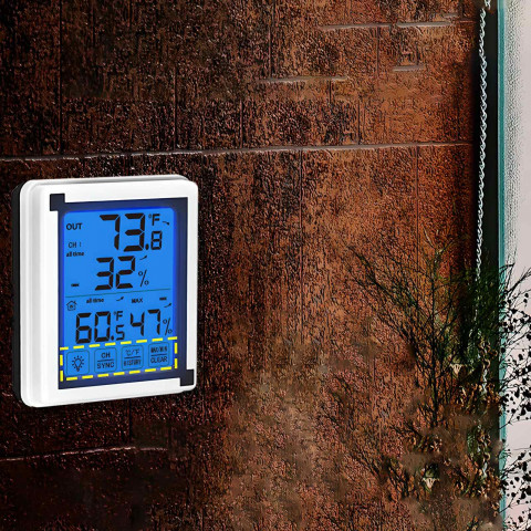 
Belaidė jutiklinio ekrano meteorologinė stotelė, termometras, higrometras, lauko jutiklis, LCD ekranas
