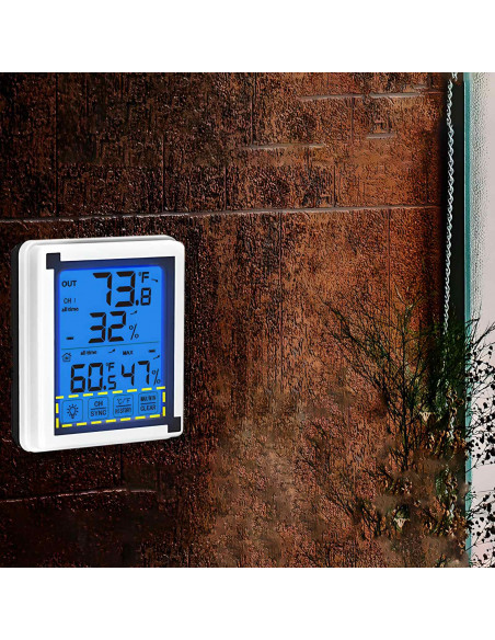 
Belaidė jutiklinio ekrano meteorologinė stotelė, termometras, higrometras, lauko jutiklis, LCD ekranas
