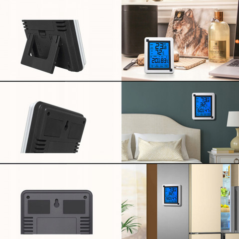 
Belaidė jutiklinio ekrano meteorologinė stotelė, termometras, higrometras, lauko jutiklis, LCD ekranas
