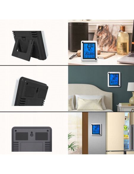 
Belaidė jutiklinio ekrano meteorologinė stotelė, termometras, higrometras, lauko jutiklis, LCD ekranas
