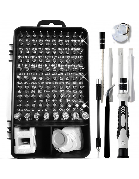 
Tikslių antgalių atsuktuvų rinkinys - 115 vnt.
