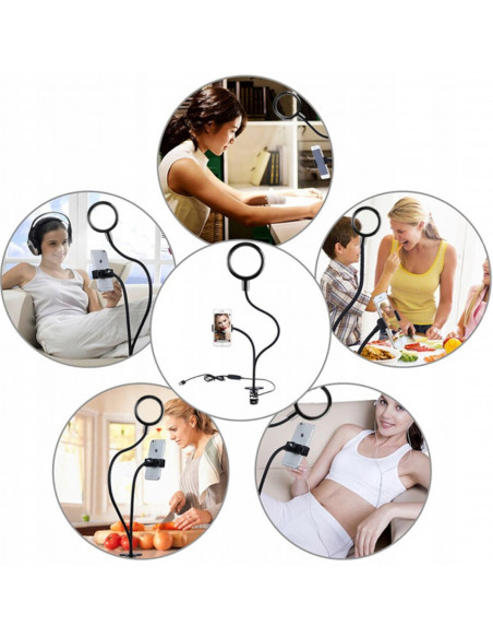 
LED lempa su asmenukių telefono laikikliu, prisegama
