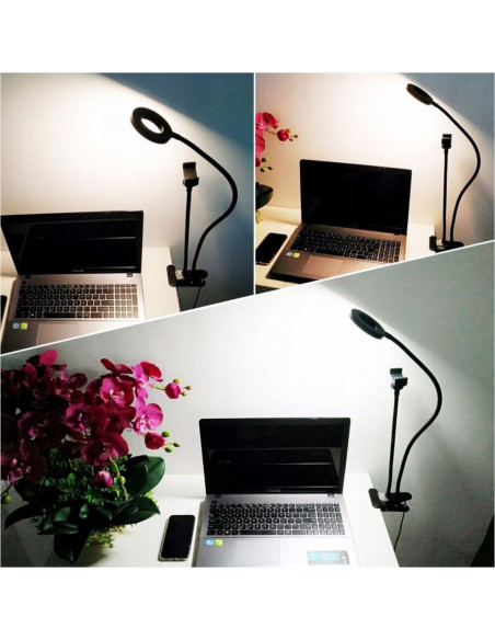 
LED lempa su asmenukių telefono laikikliu, prisegama
