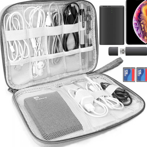 
Kelionių organizatoriaus dėklas laidams ir įkrovimo laidams, 8 skyriai
