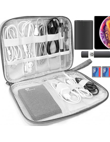 
Kelionių organizatoriaus dėklas laidams ir įkrovimo laidams, 8 skyriai
