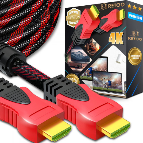
HDMI kabelis „FullHD 4K 3D“ 4,5 m – juodas ir raudonas
