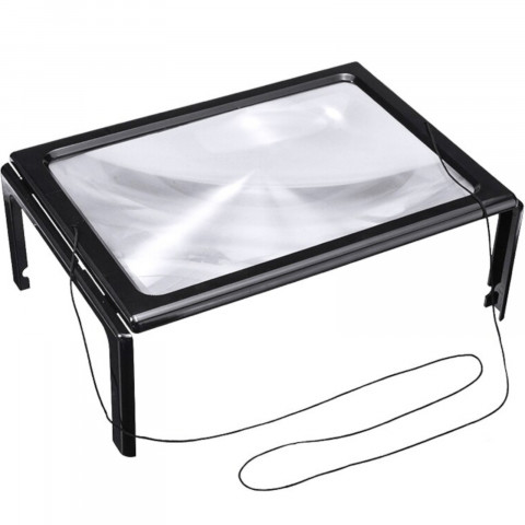 
3 kartus didinantis stiklas skaitymui su 4 LED foniniu apšvietimu, A4 formato
