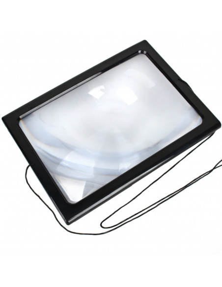 
3 kartus didinantis stiklas skaitymui su 4 LED foniniu apšvietimu, A4 formato
