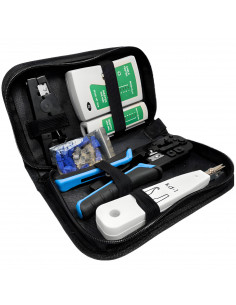 
Užspaudimo įrankis, interneto tinklo kabelio testeris, RJ45 kištukai - rinkinys
