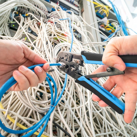 
Užspaudimo įrankis, interneto tinklo kabelio testeris, RJ45 kištukai - rinkinys
