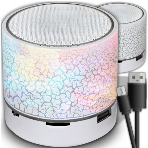 
Mini belaidis „Bluetooth“ garsiakalbis su LED foniniu apšvietimu - baltas
