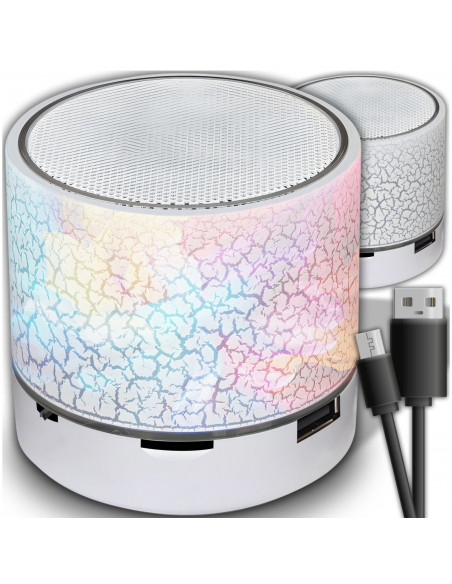 
Mini belaidis „Bluetooth“ garsiakalbis su LED foniniu apšvietimu - baltas
