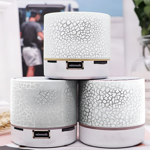 
Mini belaidis „Bluetooth“ garsiakalbis su LED foniniu apšvietimu - baltas
