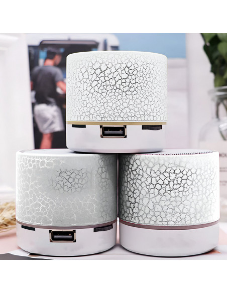 
Mini belaidis „Bluetooth“ garsiakalbis su LED foniniu apšvietimu - baltas
