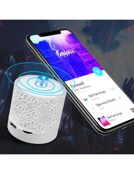 
Mini belaidis „Bluetooth“ garsiakalbis su LED foniniu apšvietimu - baltas
