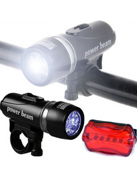 
Dviračio žibintas priekyje ir gale, 2 apšvietimo režimai, maitinamas baterijomis
