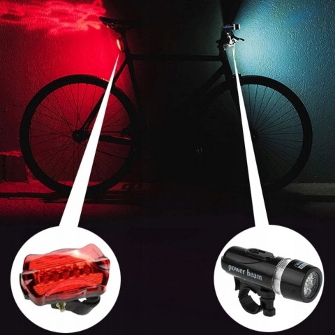
Dviračio žibintas priekyje ir gale, 2 apšvietimo režimai, maitinamas baterijomis
