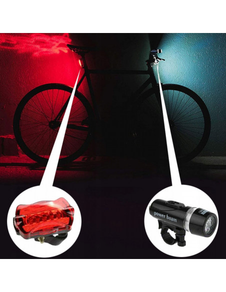 
Dviračio žibintas priekyje ir gale, 2 apšvietimo režimai, maitinamas baterijomis
