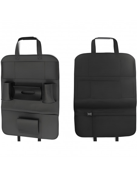 
Automobilio sėdynės apsaugos organizatorius su 7 skyriais, eko oda - juodas
