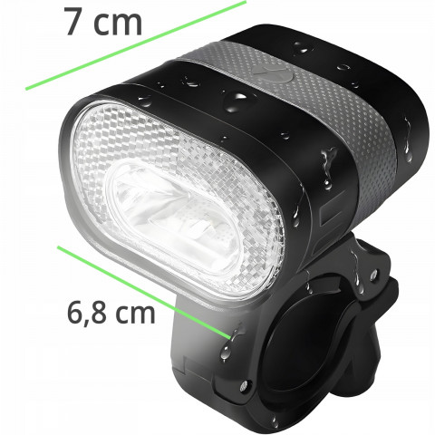 
Įkraunamas priekinis dviračio žibintas su 3 LED režimais
