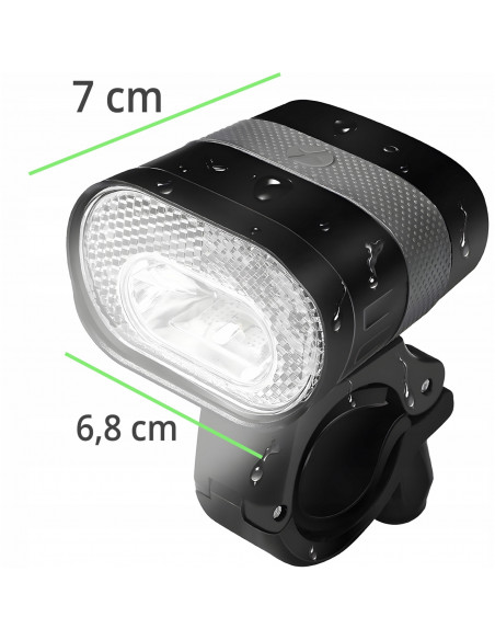 
Įkraunamas priekinis dviračio žibintas su 3 LED režimais
