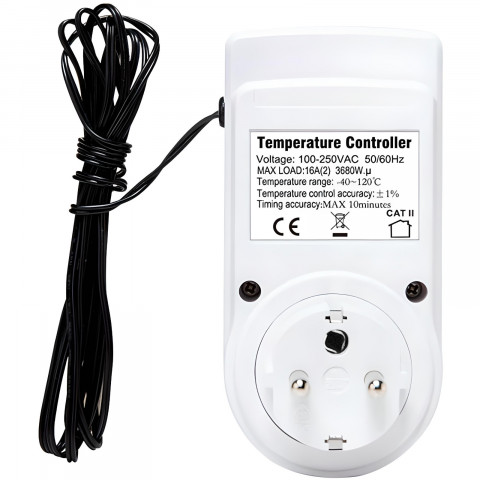 
Skaitmeninis termostatas su temperatūros reguliatoriumi ir zondu 40–120 °C LED
