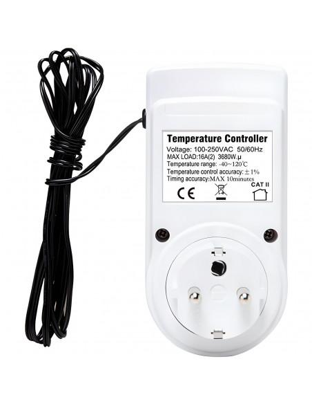 
Skaitmeninis termostatas su temperatūros reguliatoriumi ir zondu 40–120 °C LED
