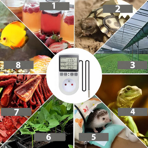
Skaitmeninis termostatas su temperatūros reguliatoriumi ir zondu 40–120 °C LED

