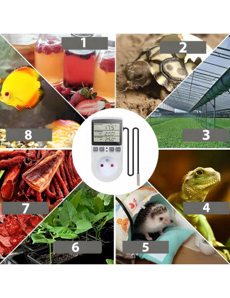 
Skaitmeninis termostatas su temperatūros reguliatoriumi ir zondu 40–120 °C LED
