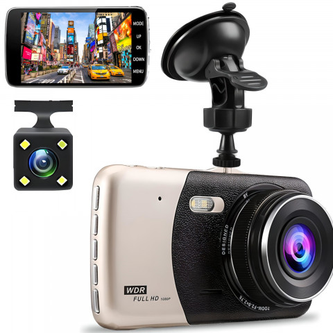 
Automobilinis vaizdo registratorius su „Full HD TF“ galinio vaizdo kamera
