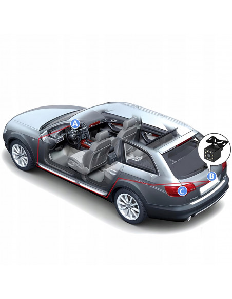 
Automobilinis vaizdo registratorius su „Full HD TF“ galinio vaizdo kamera
