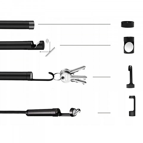 
Endoskopo apžiūros kamera, 6 LED, 4 antgaliai, HD 4,3 colio
