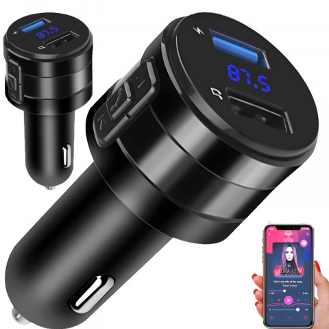 
Automobilinis FM MP3 Bluetooth siųstuvas su LCD ekranu ir USB įkrovikliu
