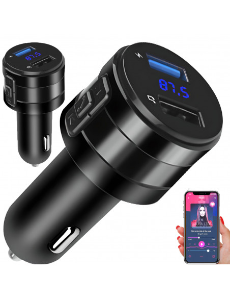 
Automobilinis FM MP3 Bluetooth siųstuvas su LCD ekranu ir USB įkrovikliu
