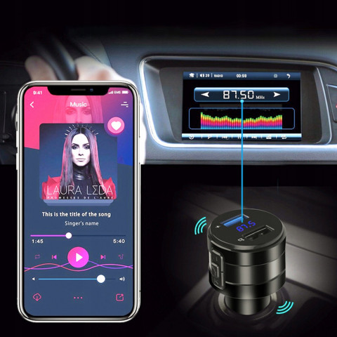 
Automobilinis FM MP3 Bluetooth siųstuvas su LCD ekranu ir USB įkrovikliu
