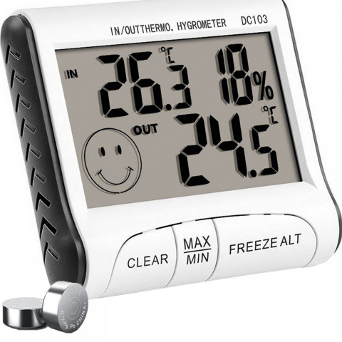 
Meteorologinė stotelė su termometru, higrometru, zondu -10-50C LCD
