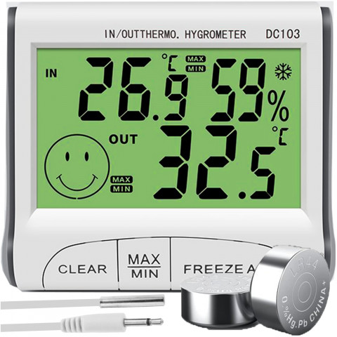 
Meteorologinė stotelė su termometru, higrometru, zondu -10-50C LCD
