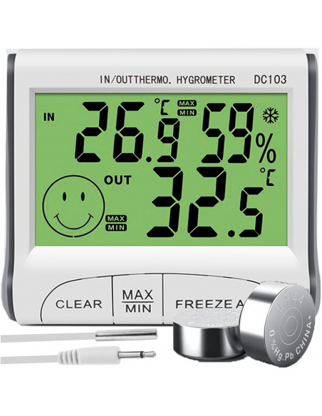 
Meteorologinė stotelė su termometru, higrometru, zondu -10-50C LCD
