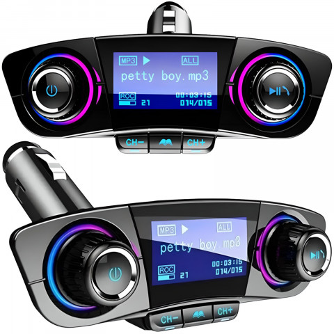 
8 viename „Bluetooth“ automobilio FM siųstuvas TF/ SD LCD cigarečių degiklio lizdui
