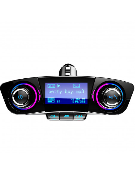 
8 viename „Bluetooth“ automobilio FM siųstuvas TF/ SD LCD cigarečių degiklio lizdui
