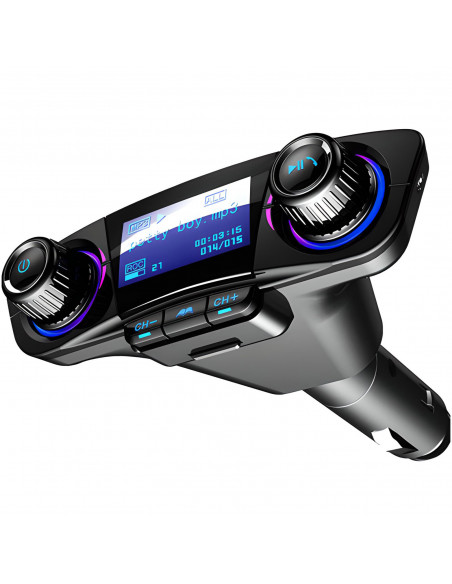 
8 viename „Bluetooth“ automobilio FM siųstuvas TF/ SD LCD cigarečių degiklio lizdui
